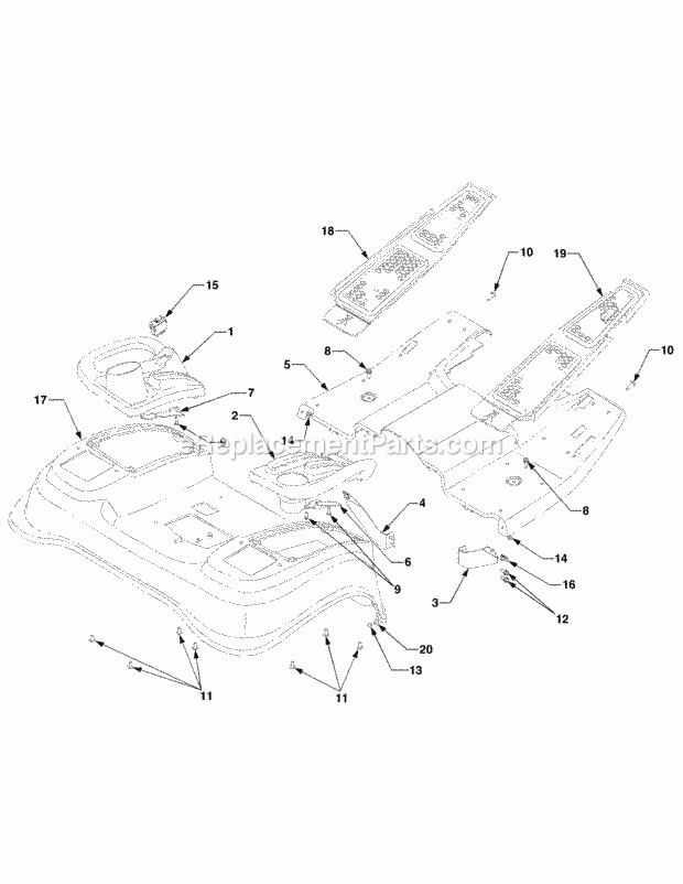 Fender And Running Board Diagram and Parts List for 5264DE 54AE546-710, 54BE546-710 Cub Cadet Lawn Tractor